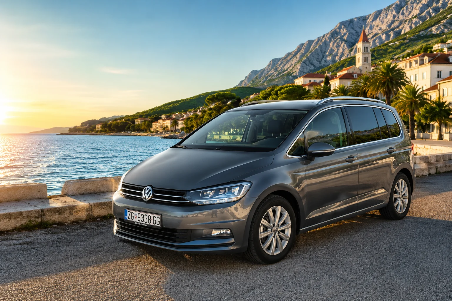 Volkswagen private transfer car beside the sea